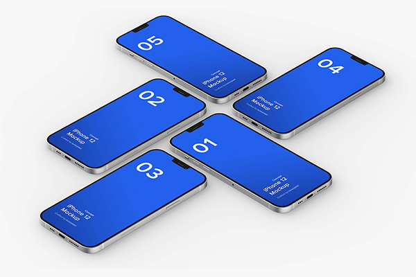 多视图iPhone12手机ui界面设计App贴图样机素材展示效果模板