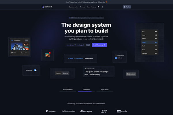 Reshaped UI  B端组件库 – Figma UI 套件和设计系统   支持变量   提供终生免费更新服务